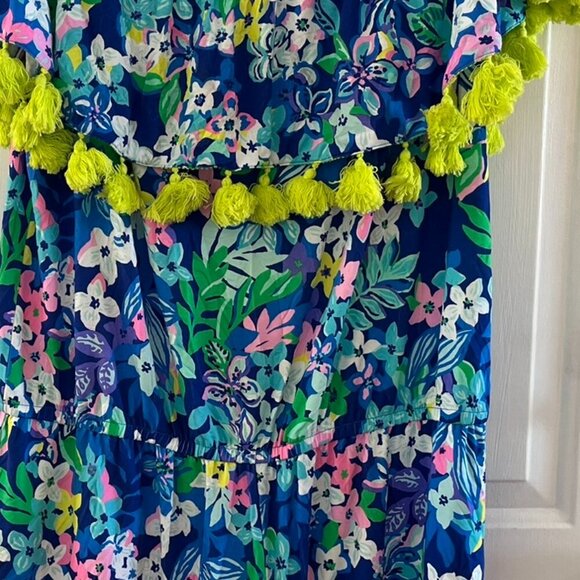 Lily Pulitzer Womans Summer La Fortuna Borealis Blue Social Sunset Romper Sz XL - Picture 4 of 10